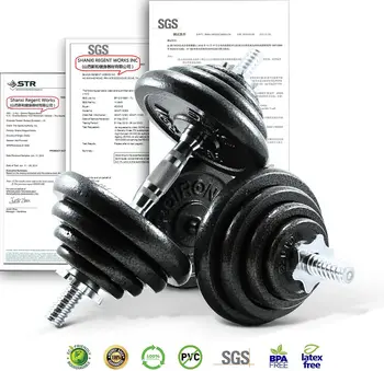 44Lbs Cast Iron Adjustable Dumbbell Set Hand Weight with Solid Dumbbell Handles Changed into Barbell Handily Great for Bodybuild 4