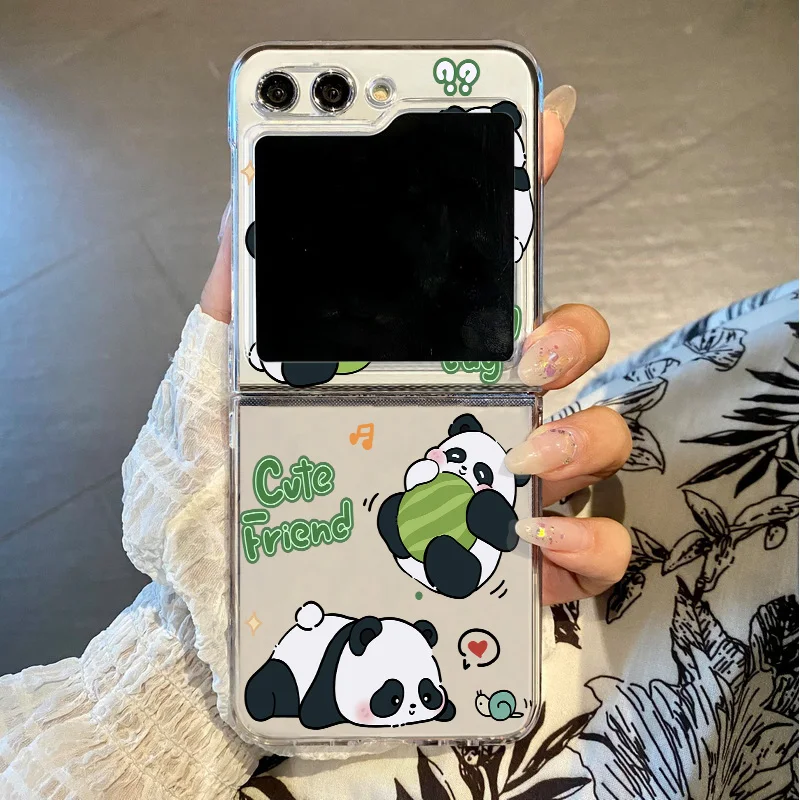 Creative Panda Folding Clear Hard Phone Case Cover