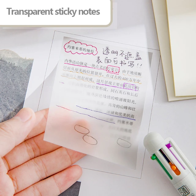 50 Sheets Transparent Sticky Note Pads Waterproof Clear Memo Pad Stickers  Paper for Journal School Stationery Office Supplies - AliExpress