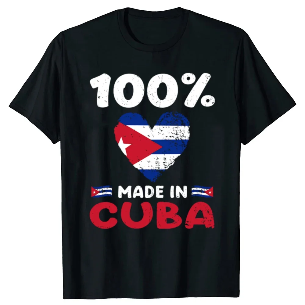 100 Prozent gemacht in Kuba kubanischen T-Shirt Frauen Männer Flagge T-Shirt Persönlichkeit coole T-Shirt Design runden Kragen Unisex-Kleidung