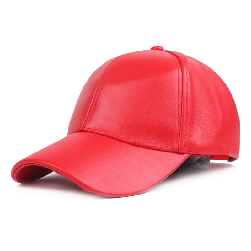 2024 New Women Men Hat PU Leather Baseball Cap Visor Light Board Solid Men Hip Hop Cap Outdoor Sun Hat Adjustable Sports Caps 6