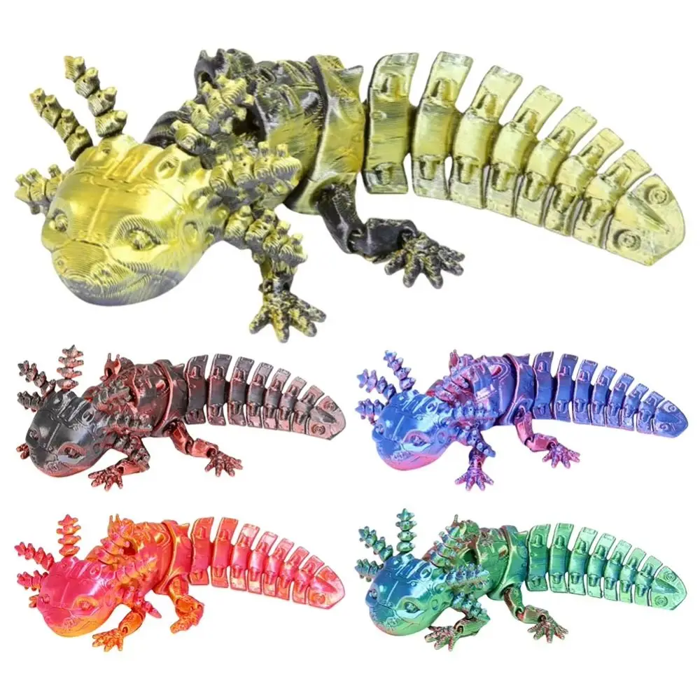 PLA 3D Printed Axolotl Model Multi-jointed Movable Fine-tailed Axolotl Doll Multicolor Action Figure Desktop Decoration miniature figurines 3d printed toy