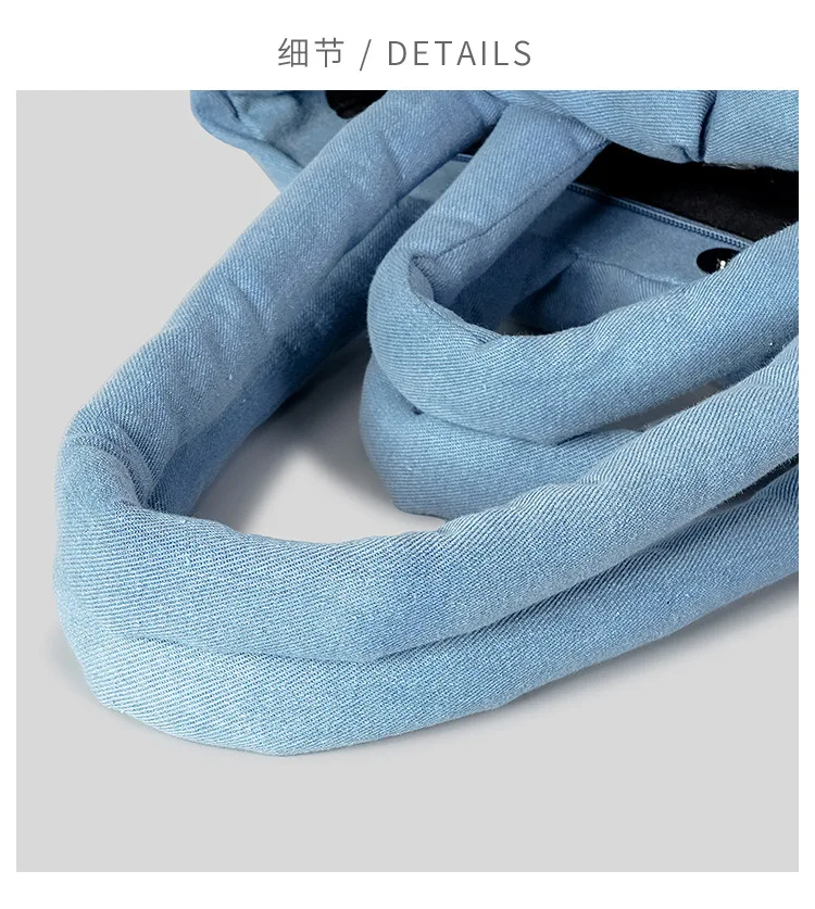 Side angle of denim puffer shoulder tote