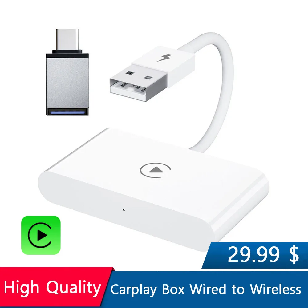 

2023 Wireless Carplay Box Mini Plug And Play Car Smart Box Adapter for OEM Apple Wired Car Play Car Convert Wired to Wireless