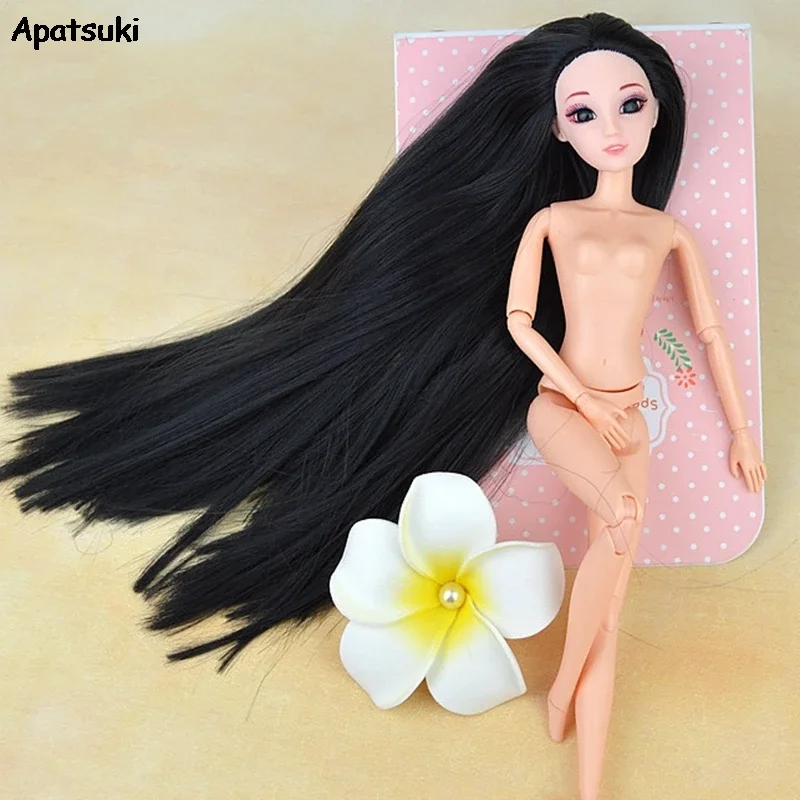 Regalo Di Compleanno Giocattolo Per Bambini 12 Giunti Mobili Bjd Doll 3D Real Eye Per Bjd Dollhouse 1/6 Doll With Eye Black Long Hair Head