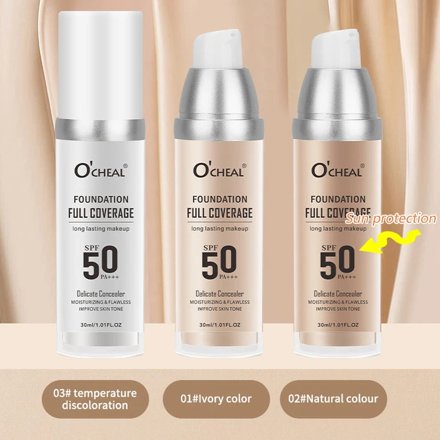 Waterproof Color Change Foundation Korean Makeup Base Full Coverage Concealer CC Cream Brighten Face Skin Tone Liquid Foundation
