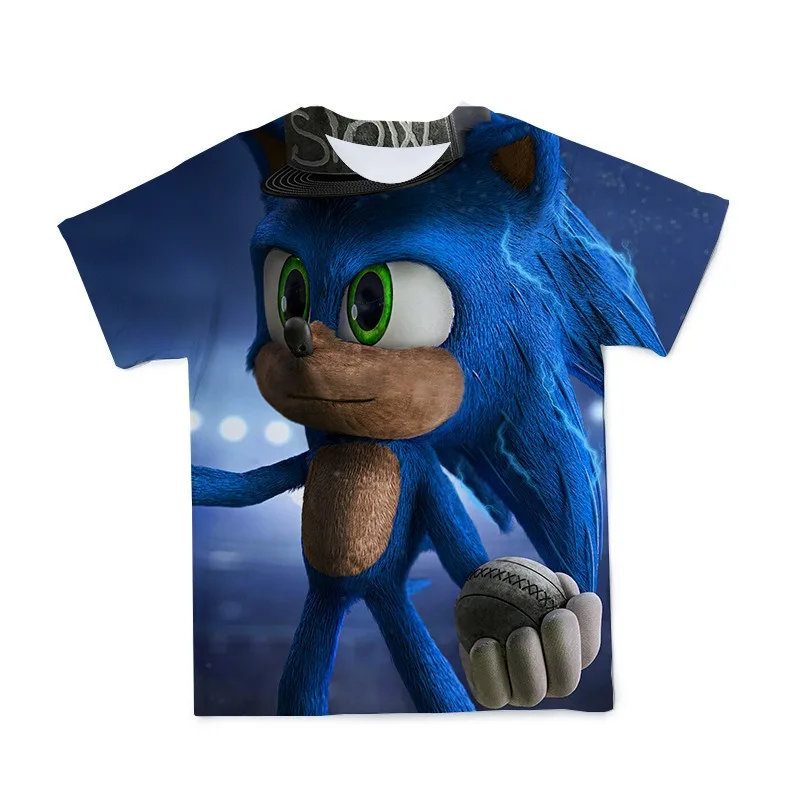 thumbnail image 1 of Camisetas de gran tamaño de Sonic The Hedgehog, camisetas con impresión digital 3D, camisetas de verano de manga corta con dibujos animados para niños y niñas, 1 of 5