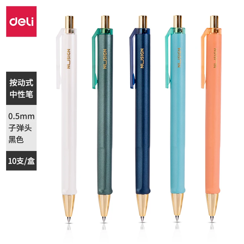 Deli 5/10pcs 0.5mm Black Ink Gel Pen Signing Pen Exam Pen School Student Supplies Office Supplies Stationery For Writing deli index tab 44x25mm 50pcs x2 paper stickers bookmark category classification citation pagination tags school stationery