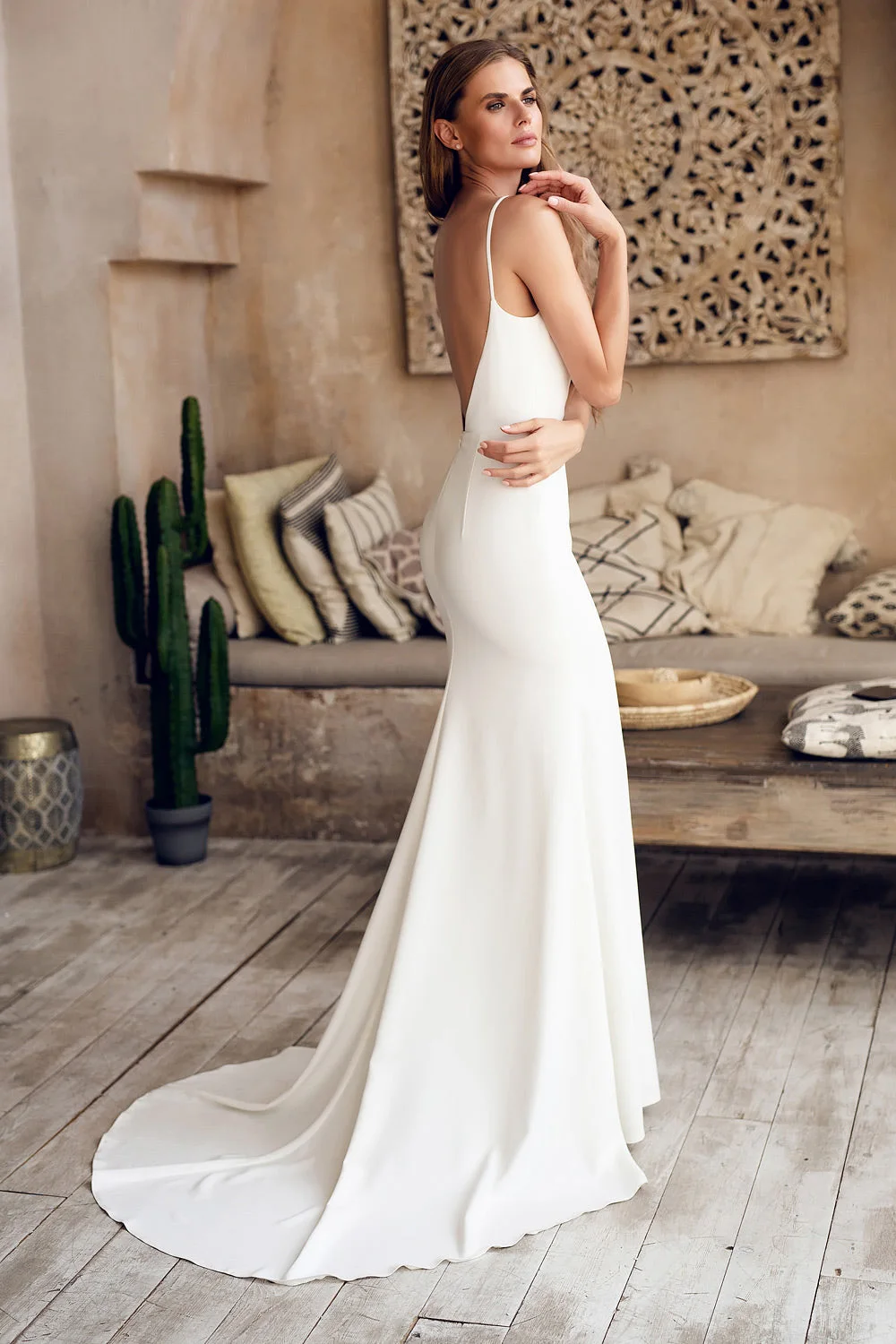 Customized Simple Bride Wedding Gown Church 2026 Spaghetti Strap Mermaid Bridal Gown Deep V Neck Backless Civil Wedding Dresses