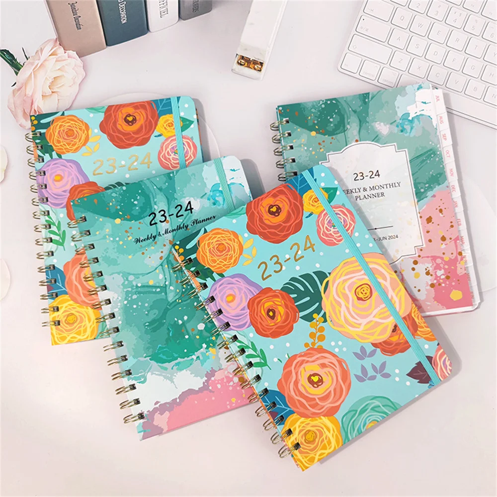 

1pcs 2023-2024 English Notepad A5 Schedule Daily Planner Notebooks Portable Sketchbook Spiral Notebook Stationery