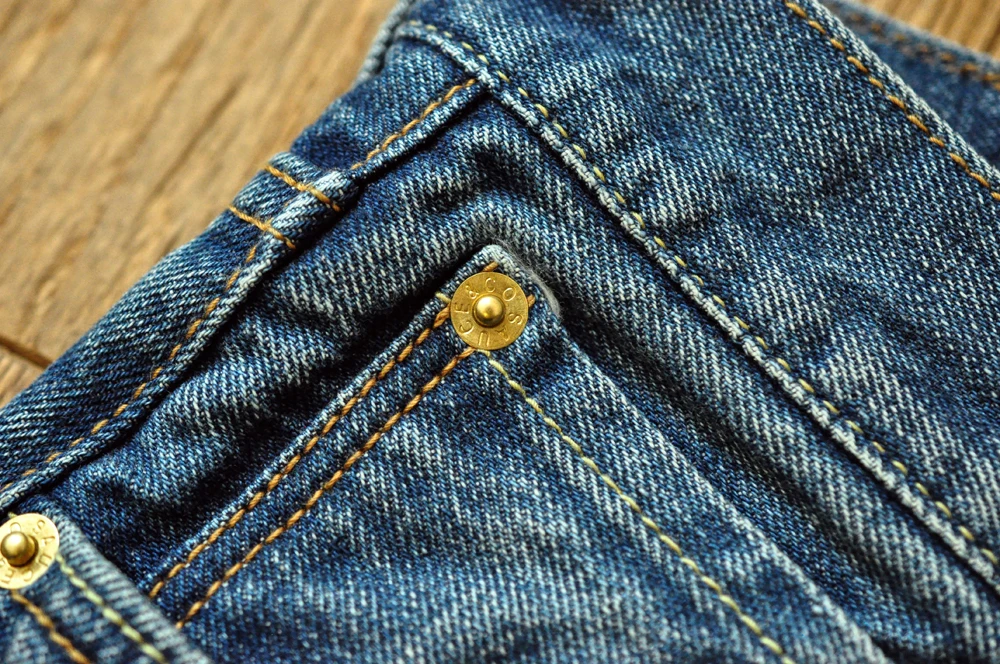 SAUCE ZHAN EX314XX Mens Jeans Distressed Wash Jeans for Man Selvedge Denim Jeans Men Slim Fit 13 Oz