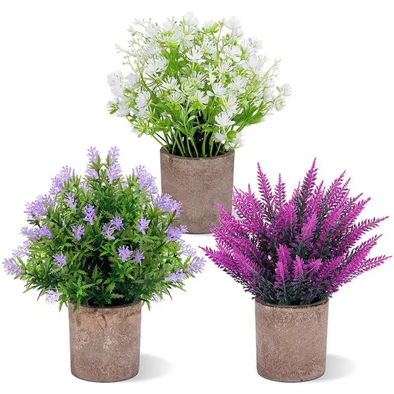 

Potted Artificial Flowers Fake Lavender Decorations Mini Potted Artificial Lavender Plants Artificial Plants & Flowers Potted