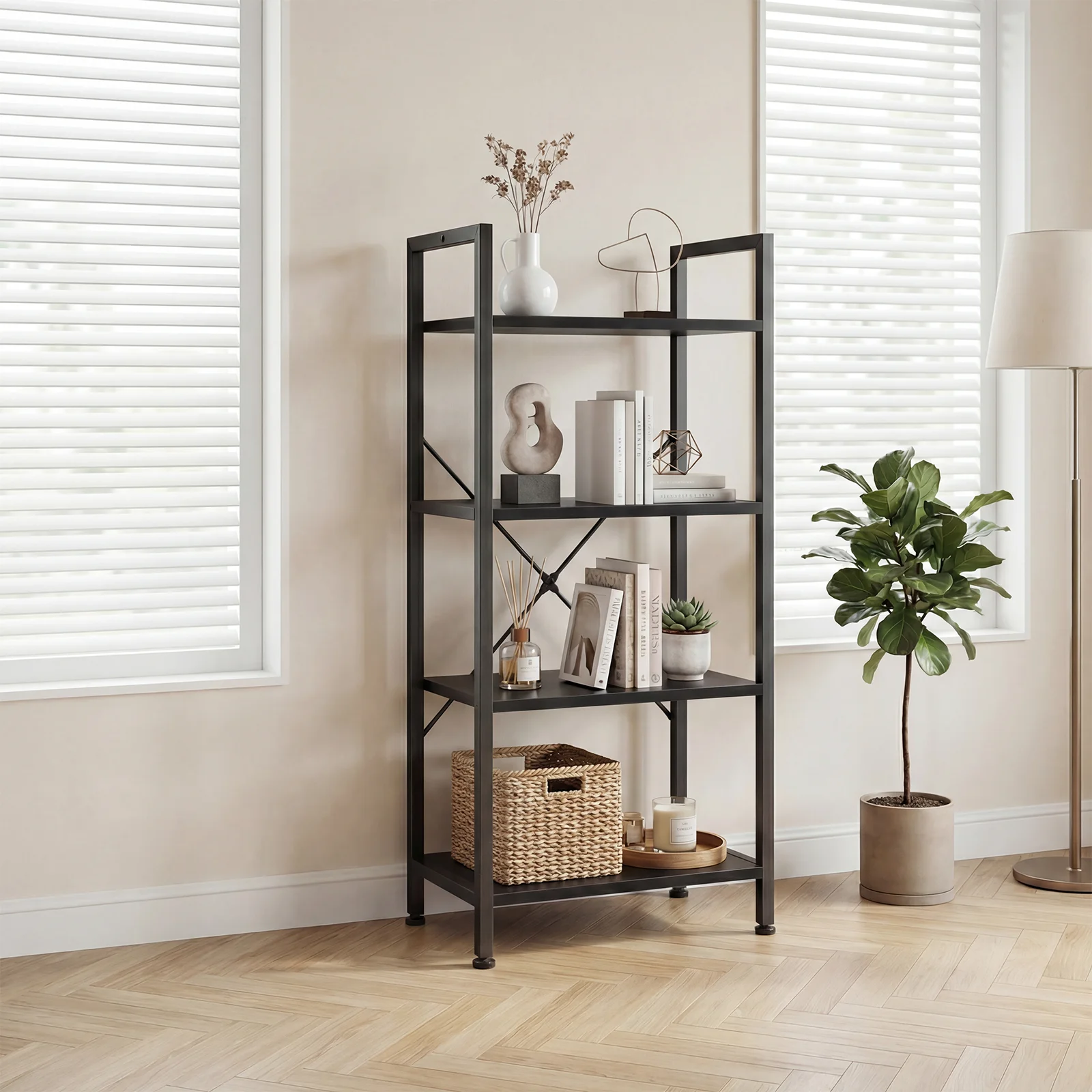 4 tier bookshelf overview
