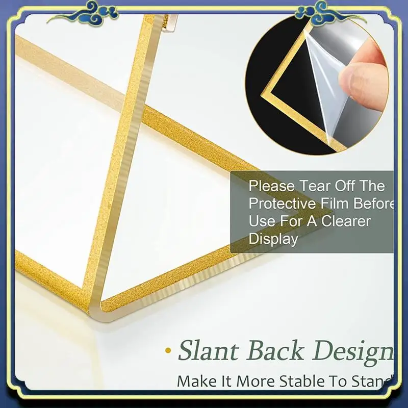 Latest Acrylic Gold Frame, Slanted Back Table Sign Holder For Wedding Table Card Restaurant Signs Photos