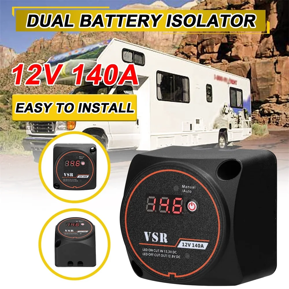 Display Digitale Relè Di Carica Diviso Sensibile Alla Tensione Vsr 12V 140A Per Camper Car Rv Yacht Steamer Smart Dual Battery Isolator