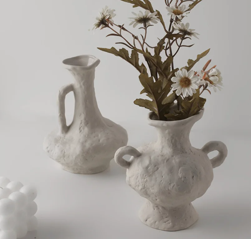 Contracted hot wind embryo ceramic vase home retro pottery decoration soft decoration to do old dry flower vase