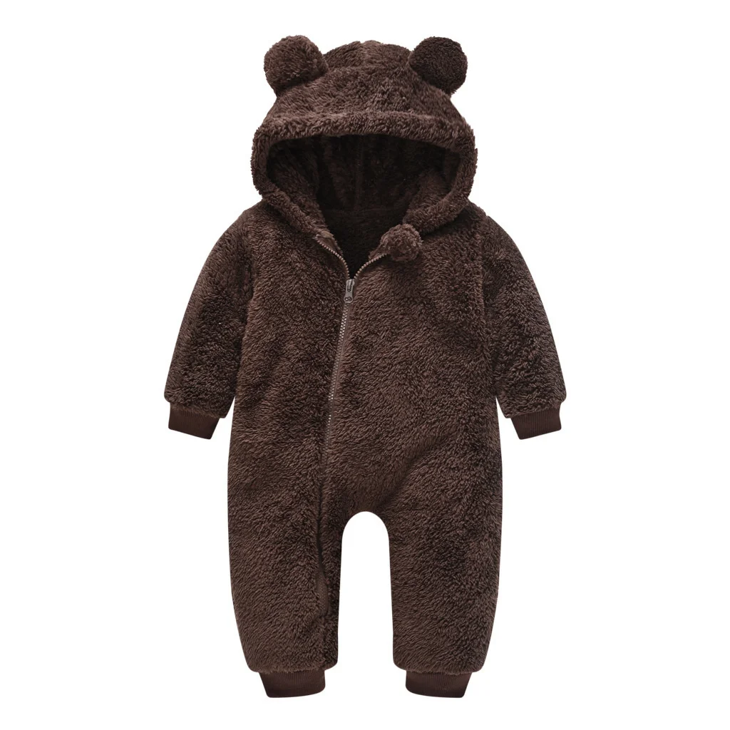 Baby Bodysuits comfotable 2022 Winter Autumn Infant Cartoon Bear Rompers For Baby costume Boys Jumpsuit Overall Girls Romper Cotton hooded Clothes 0-4Y Baby Bodysuits Fur