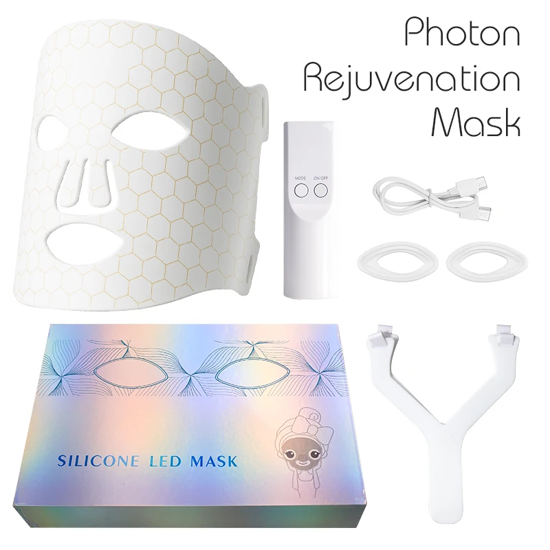 מסיכת פנים בעלת 7 צבעים עם תאורת LED, כלי סיליקון לפוטותרפיה, שיקום פוטון פנים, מתיחה, תיקון ושליטה בשומניות