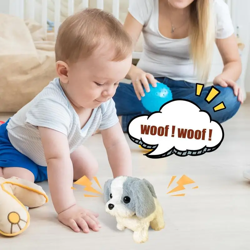 Barking Dog Toys For Kids Walking Dog Cat Plush Animal Barking Dog Companion Animal Electric Pets Battery Operated Tail Wagging 2