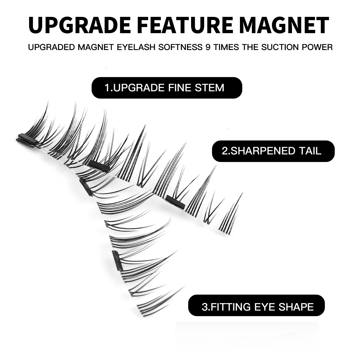 3D Natural Magnetic Eyelashes 3 Magnetic Lashes Reusable False Eyelashes Portable Cosmetic Tool fake eyelashes