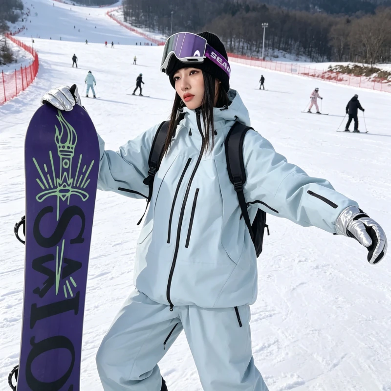 2026 새로운 여성 스키 재킷 방풍 방수 따뜻한 겨울 스노우 보드 재킷 통기성 후드 지퍼 스포츠 야외 탑