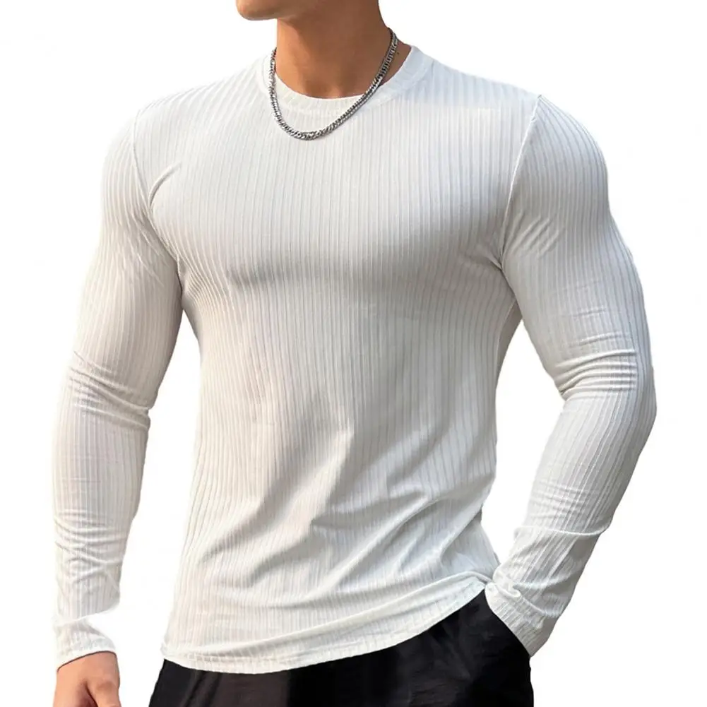 

Men Bottoming Tops O-neck Long Sleeve Gym Fitness T-shirt Training Clothing Autumn Winter