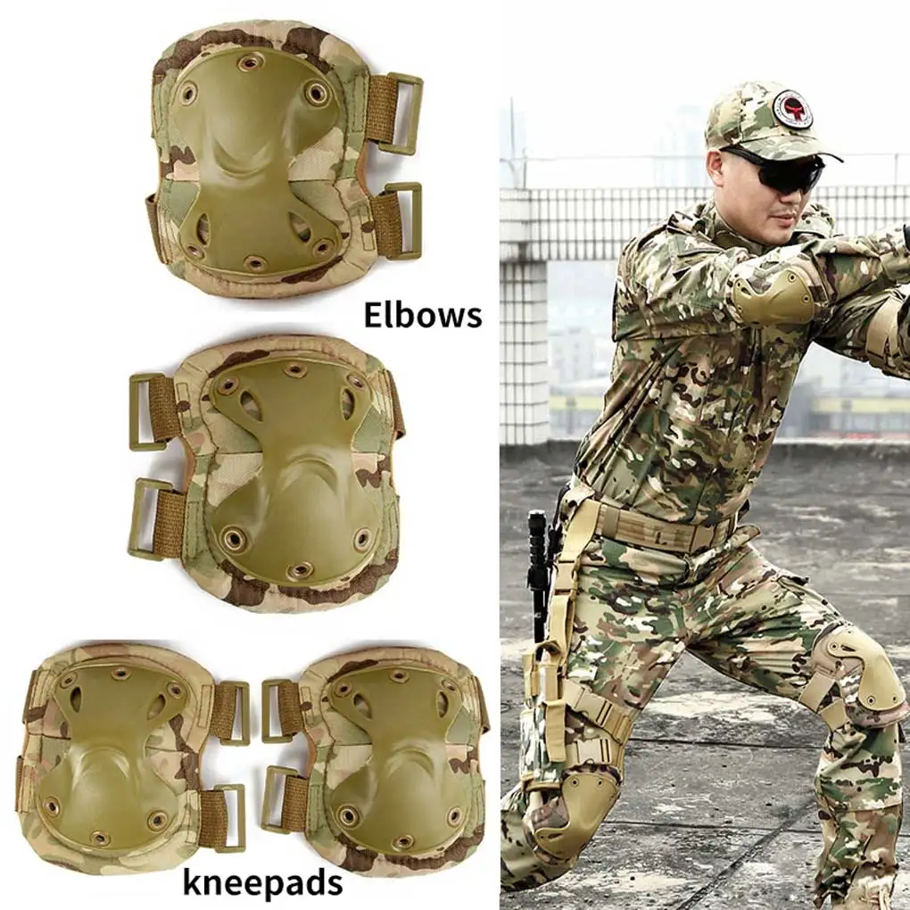 

4pcs Sport Safety Tactical Knee Pad Mountaineering Knee Support for Men Skate Elbow Protector Gear Motorcyclist Pad Army Fitness