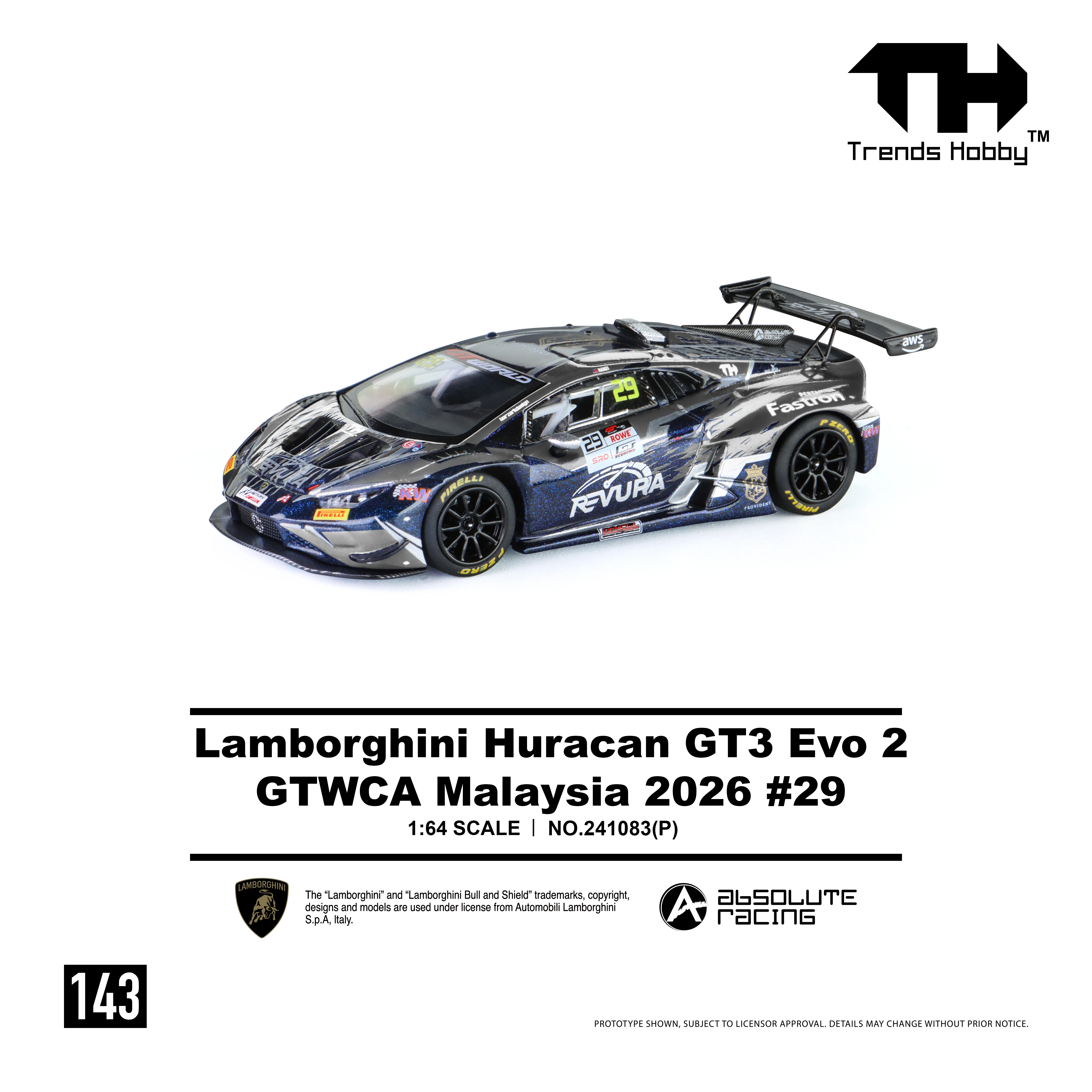 Miniature Lamborghini Huracan GT3 EVO2 1:64 - Voiture RC Alliage