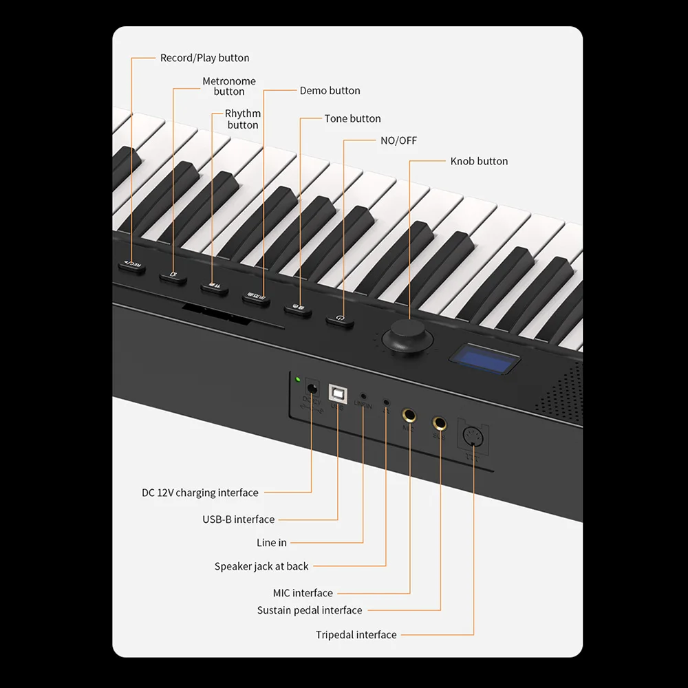 Folding Keyboard Piano 88 Key Full Size Foldable Electronic Organ Tremolo Function and App-Portable for Beginners with Pedal