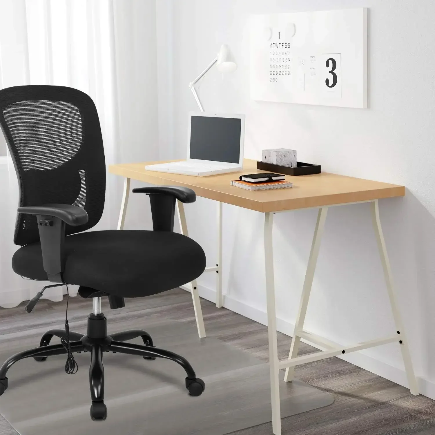 

Big and Tall Office Chair 400lbs Mesh Computer Chair with Lumbar Support Wide Seat Adjust Arms Rolling Swivel High Back