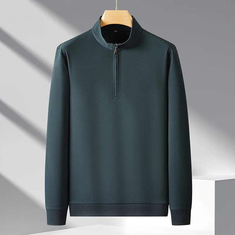 Autumn stand collar zipper sweater men's Stretch Slim Fit gym clothes fashion all-match street long sleeve casual top 4