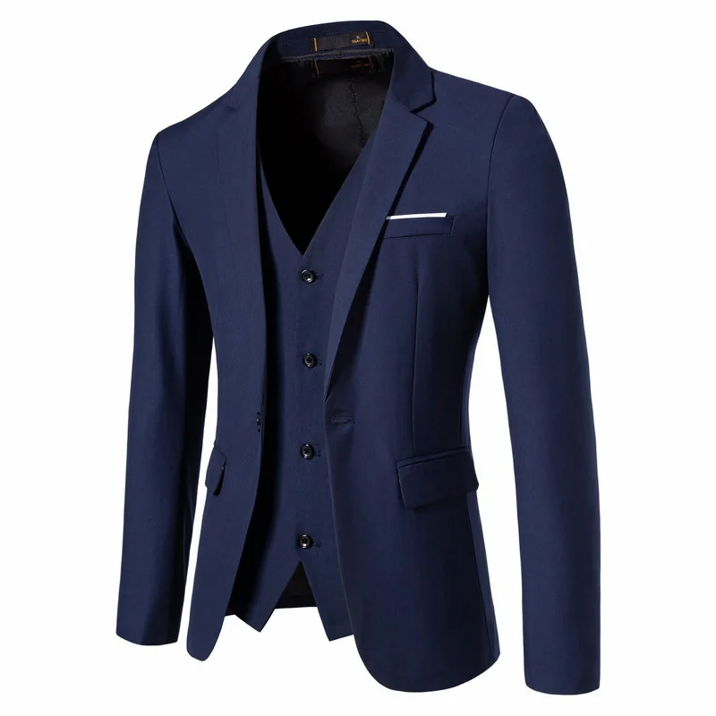 Autumn and Winter Men's Fashion Casual Suit Cover Men's Clothing One-button Suit Vest Two-piece