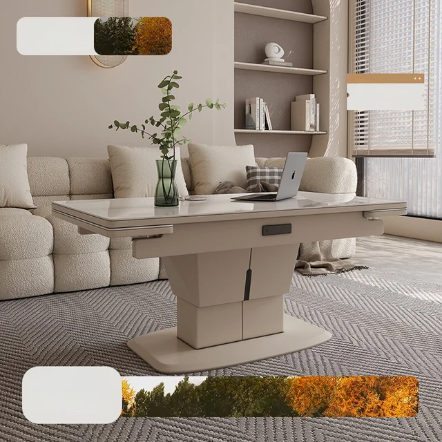Cream Wind Intelligent Voice Lifting Coffee Table: A Perfect Blend of Functionality and Modern Style