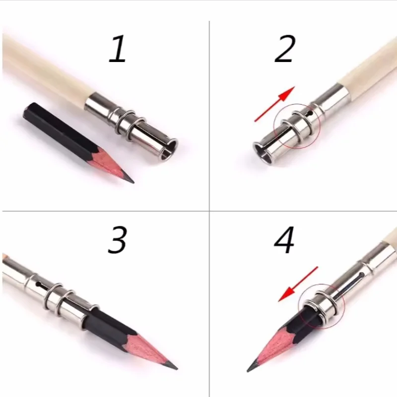 Easy to use strong stable non-slip durable metal pencil extender Stainless steel extender 3