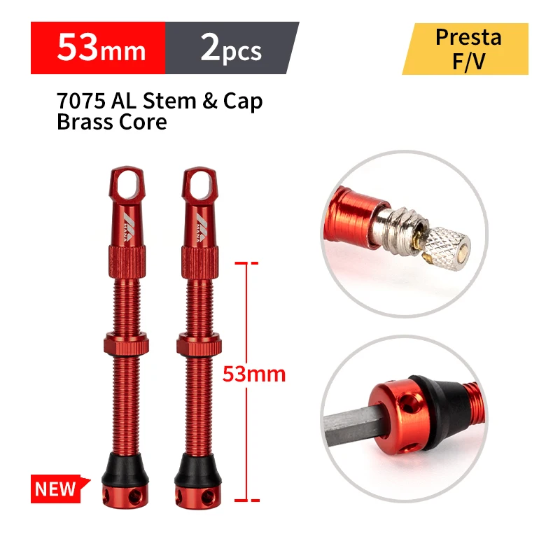 High-Performance Aluminum Alloy Presta Valve Pair for Tubeless Bikes