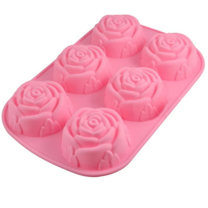 Silicone 6-Hole Flower Rose 3D Baking Mold