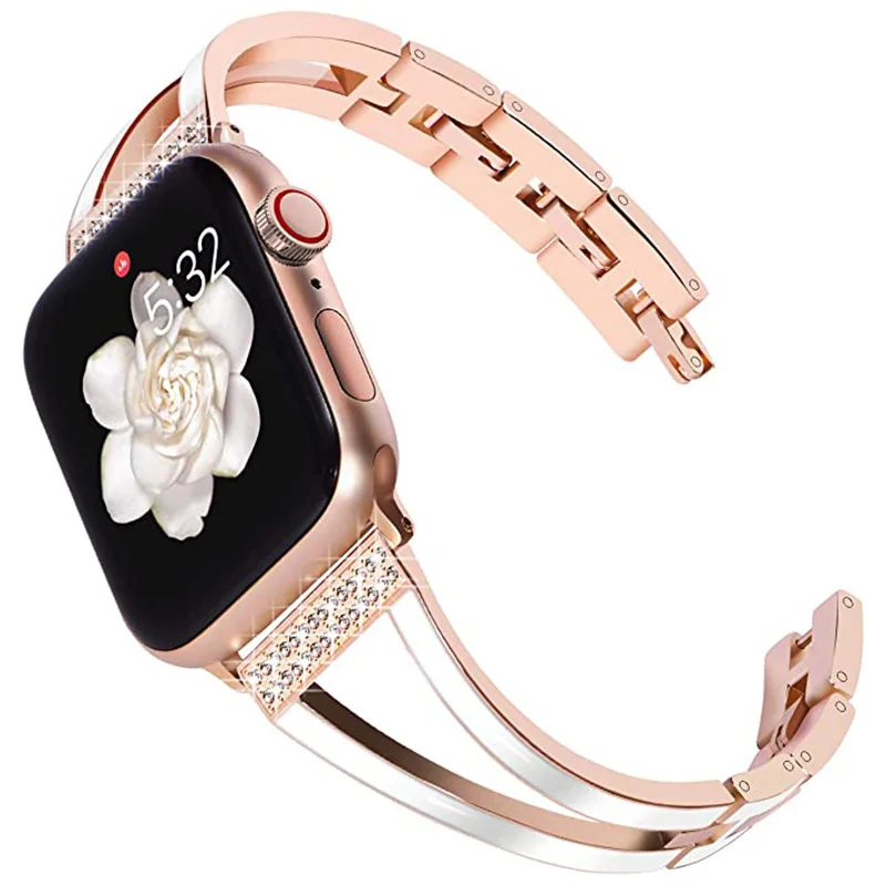 Metal Strap For Apple Watch Ultra 49mm 8 7 45mm 41mm Stainless steel Diamond hollow bracelet Band iWatch 6 5 4 SE 44mm 42mm 40mm
