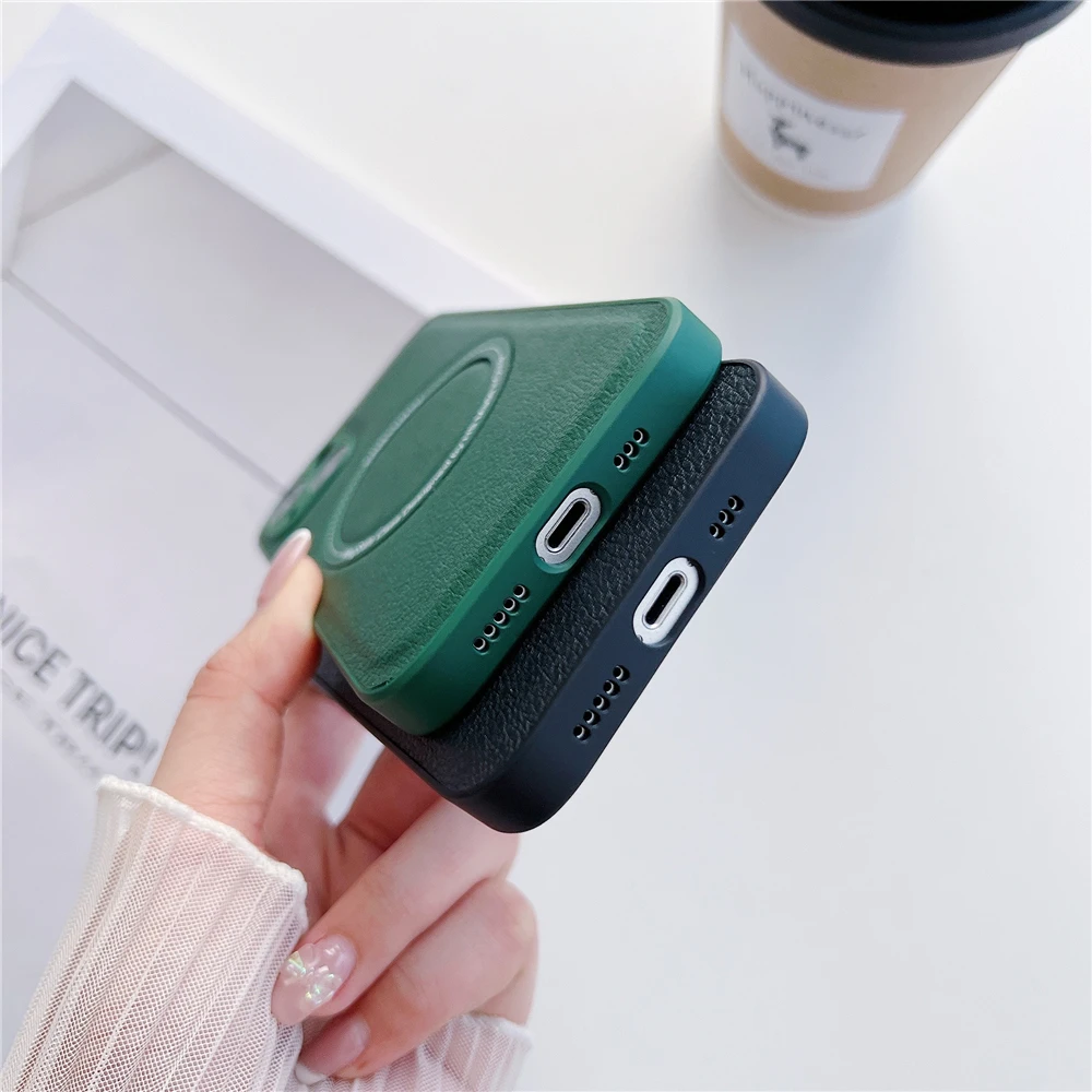 Luxury Business Leather Magnetic Phone Case For iPhone 13 Pro Max 12 11 For Magsafe Wireless Charging Shockproof Soft Back Cover iphone 12 pro max portable charger