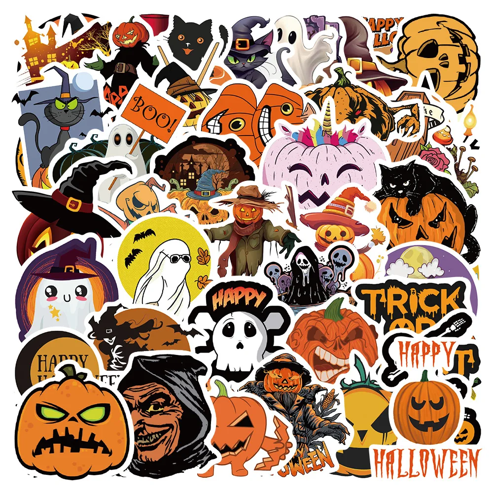 50 DIY Pumpkin Ghost Monster Halloween Graffiti Scared for Skateboard Suitcase Phone Scrapbook Decoration Waterproof Stickers