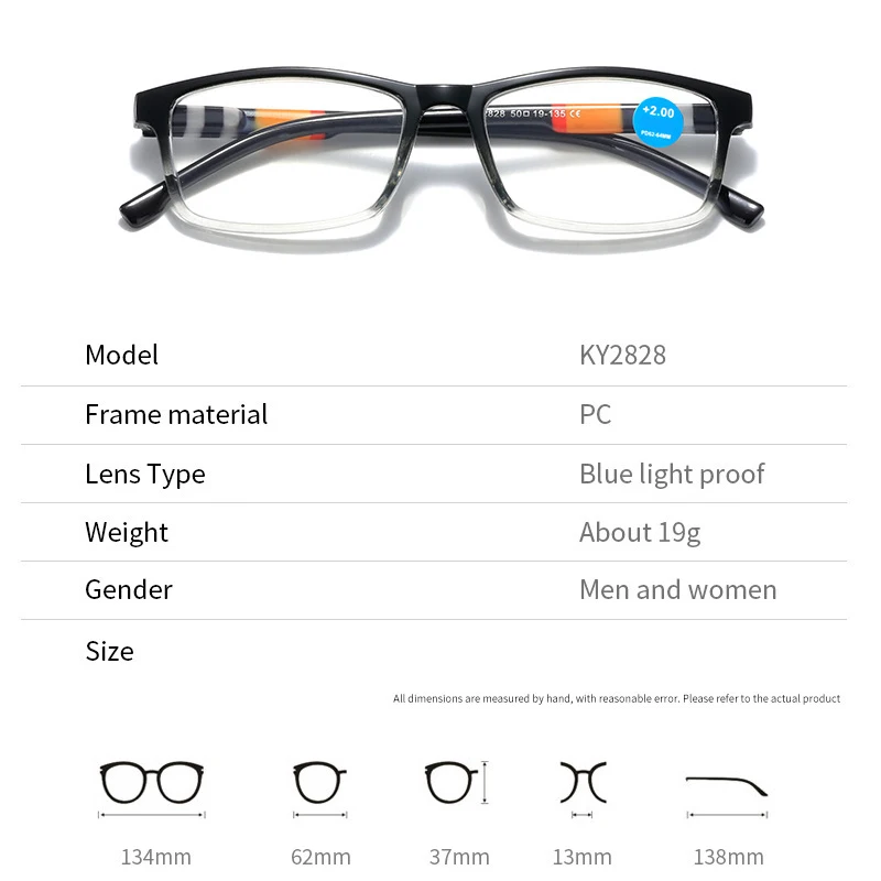 Ultra Light Fashionable Anti-Blue Light Reading Glasses with Spring Hinges