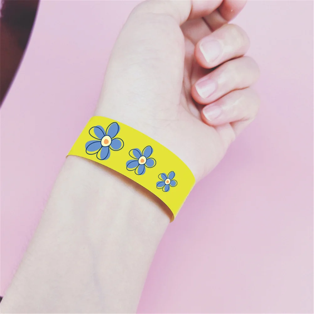 Waterproof Paper Wristbands 300-1000pcs Party Paper Bracelet Synthetic Paper Plastic Dupont Wristbands Sticky Wristband Print Pattern Party Wristbands