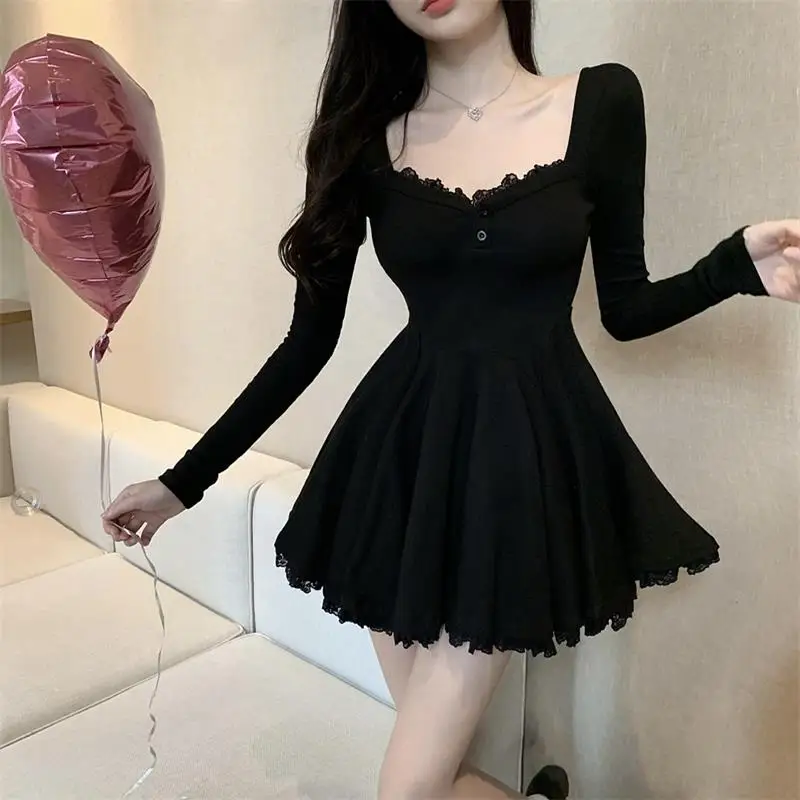Korean Style Sexy Mini Dress Y2k Women Elegant Party Dress