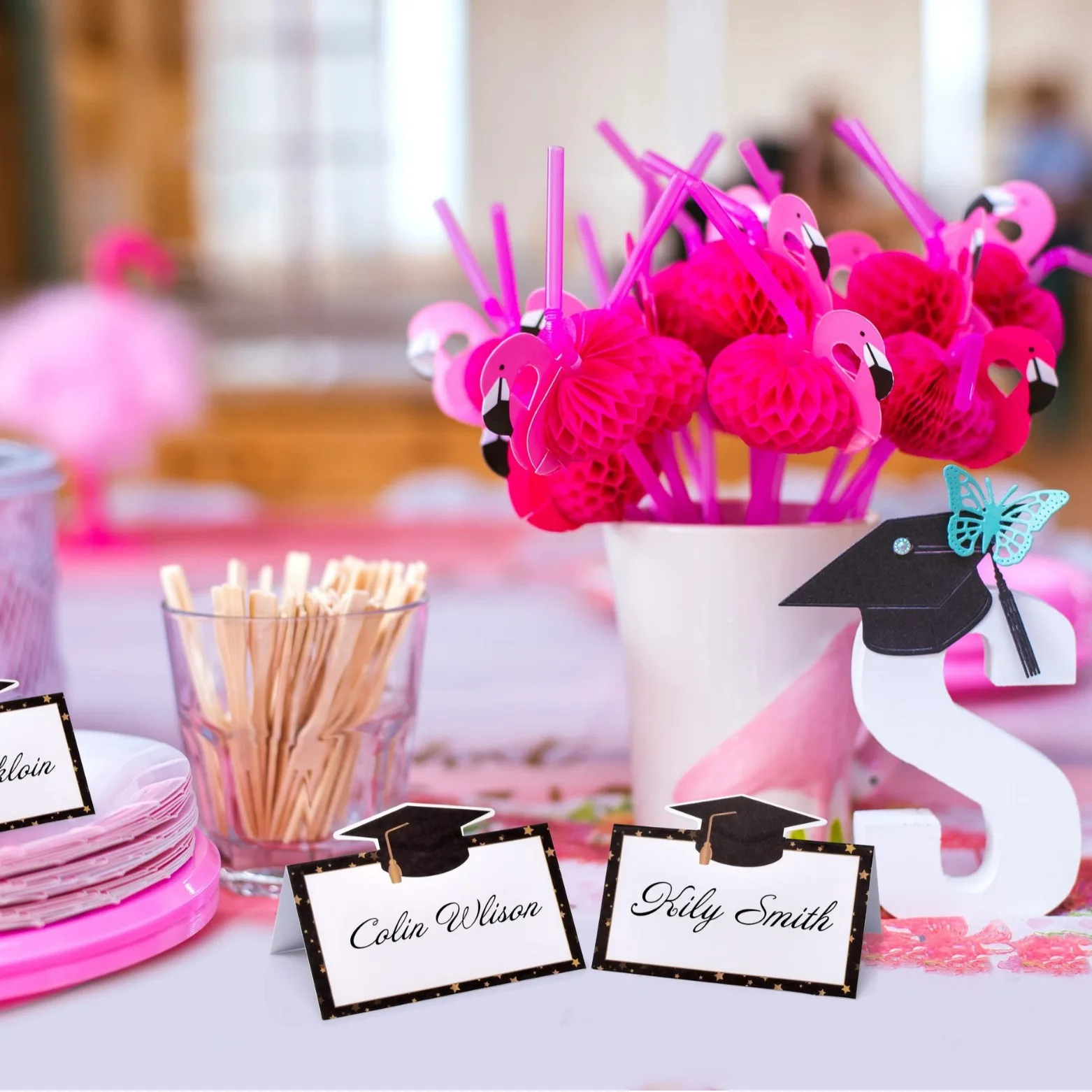 50-10PCS Bachelor Cap Printed Seating Number Table Card Seat Name Place Card 2025 Congratulations Graduation Party Greeting Card