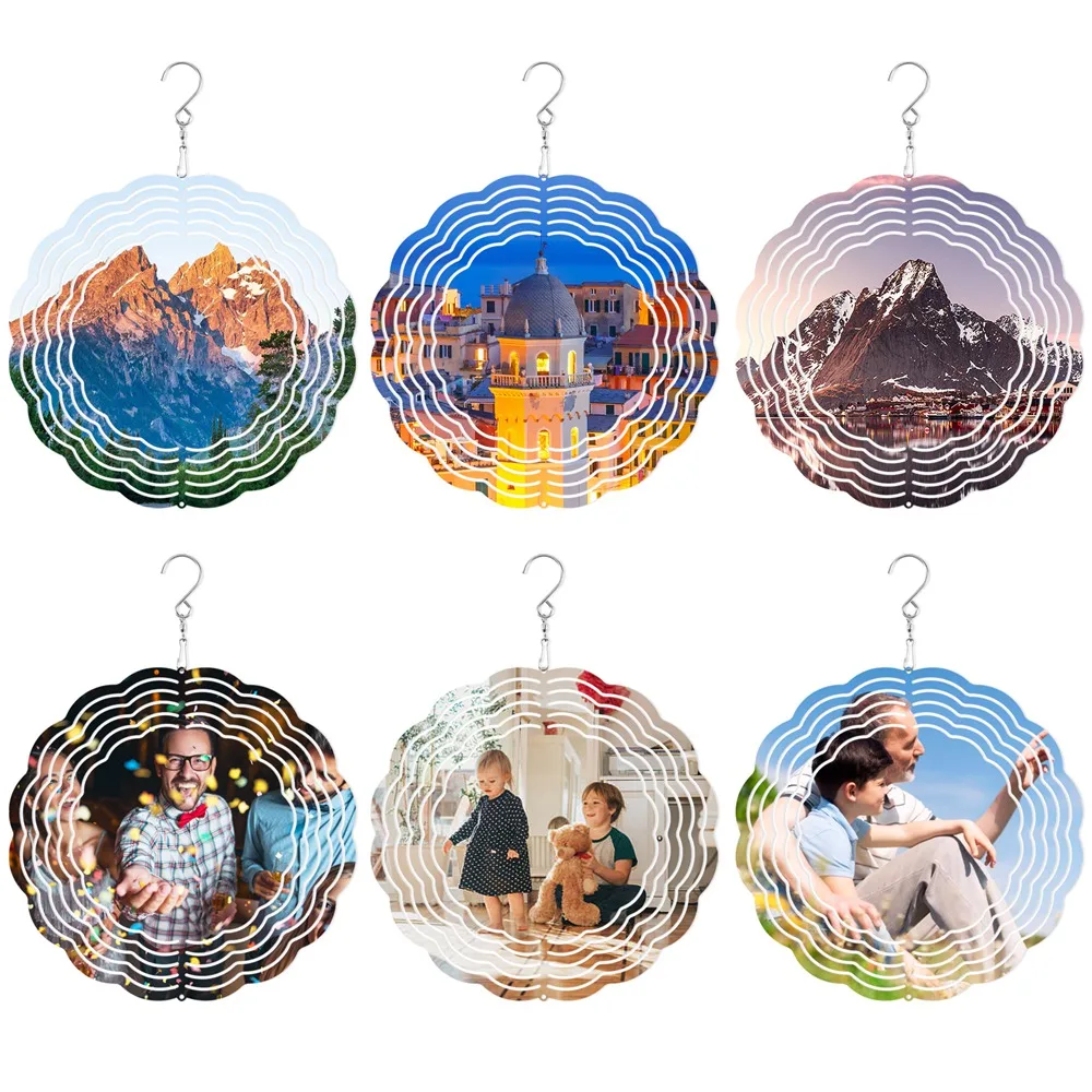 6Pcs 8 Inch Solar Wind Spinner DIY Sublimation Wind Spinner Blanks 3D Hanging Spinners for Indoor Outdoor Garden Decoration