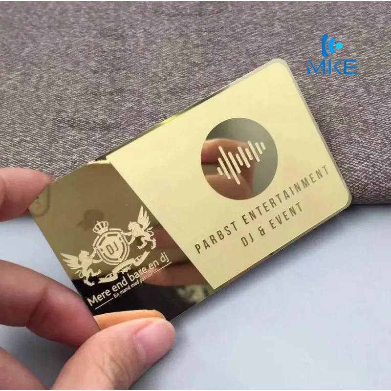 100pcs gold mirror membership cards matte and shiny metal card