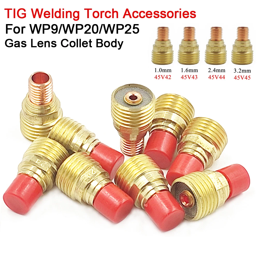 TIG Welding Torch Gas Lens Collets Body 1.0mm 45V42 1.6mm 45V43 2.4mm 45V44 3.2mm 45V45 For WP9 20 25 Welding Torch Accessories welding machine torch consumables