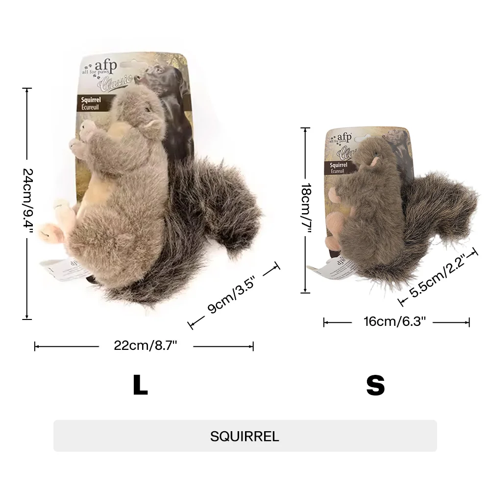 All For Paws Dog Faux Fur Squirrel Toys For Dogs Animal Realistic Squeaker Wildlife Fleece No-Toxic Dolls Pet Accessories 6