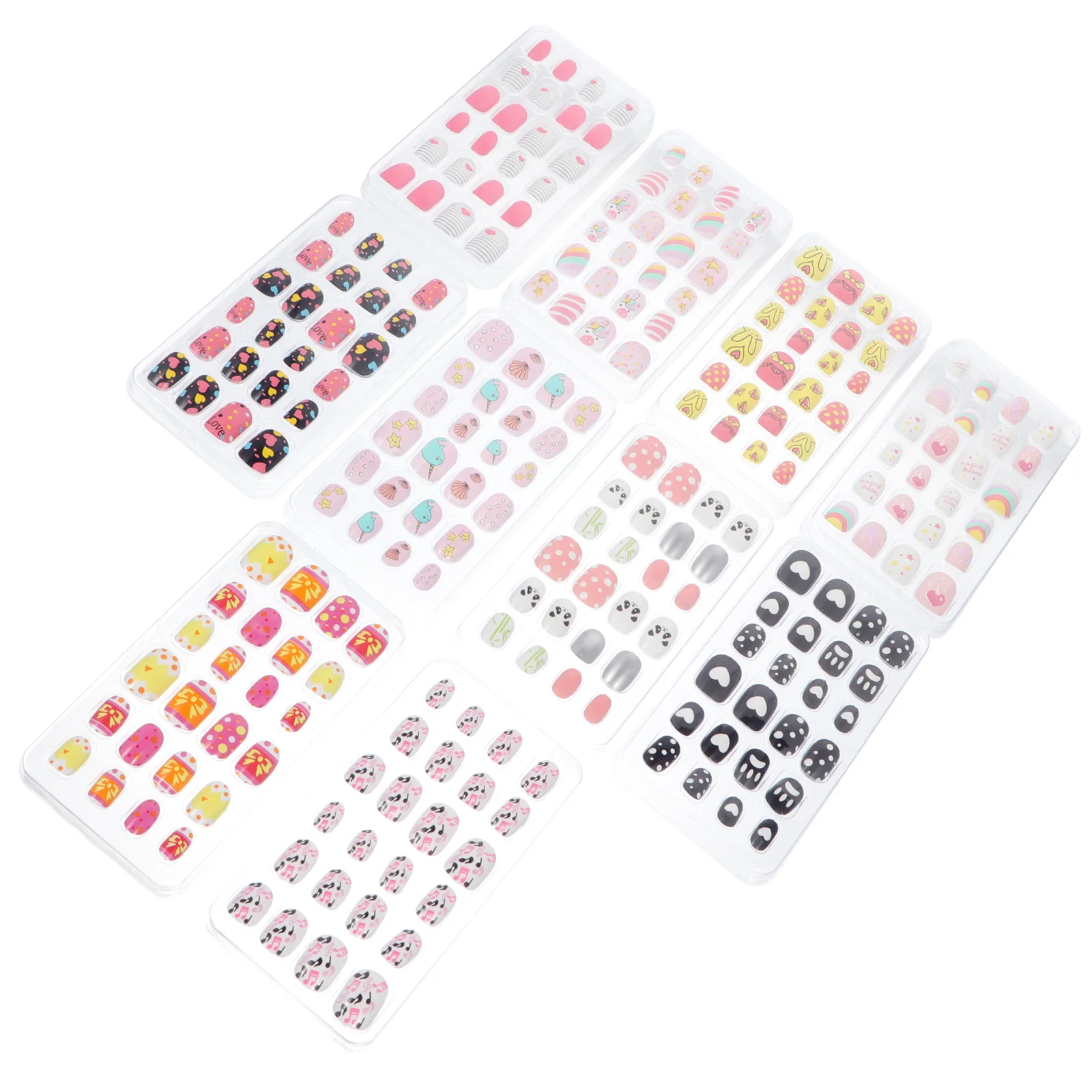

240 Pcs/ Children's False Nails Stickers for Girls Finished Product ABS Environmental Protection Material Kids Fake