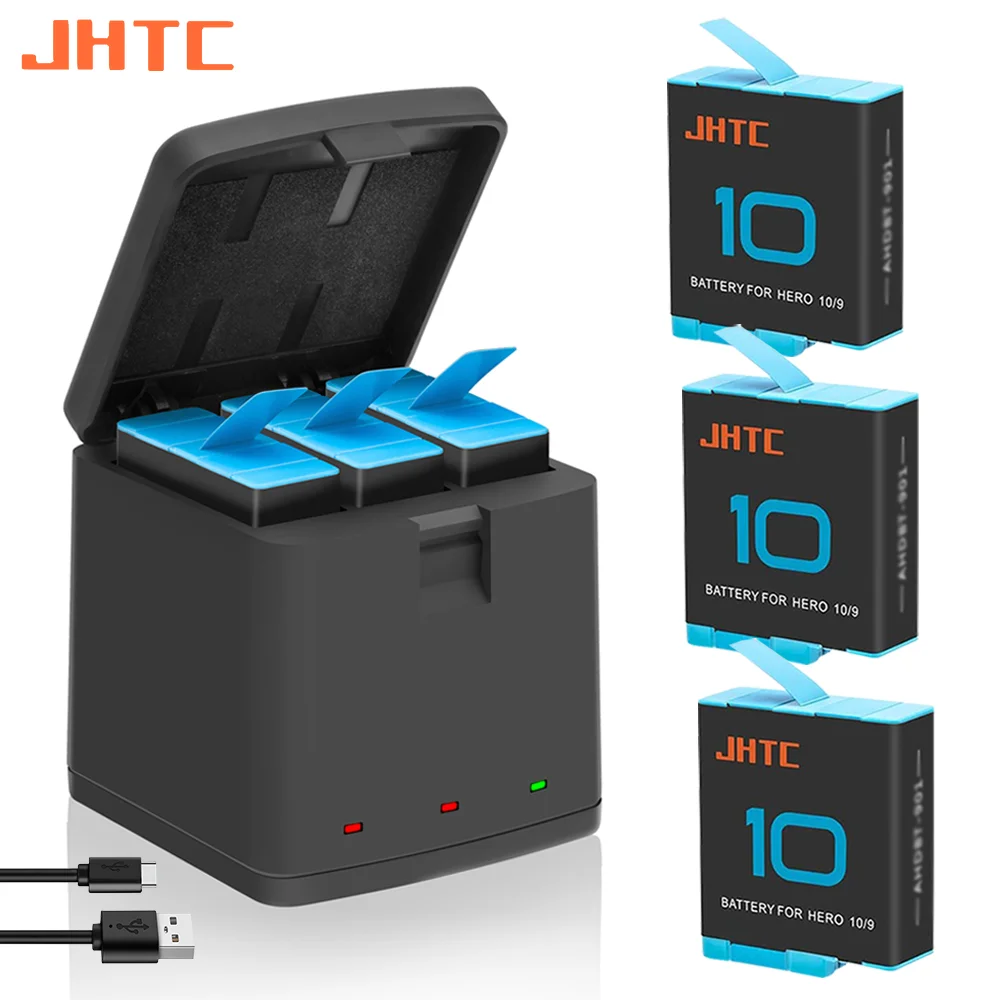 

JHTC For Gopro Hero 10 Balck Battery Charger 1800mah For Gopro Hero 11 Hero 10 Hero 9 Battery Sports Camera Accessories