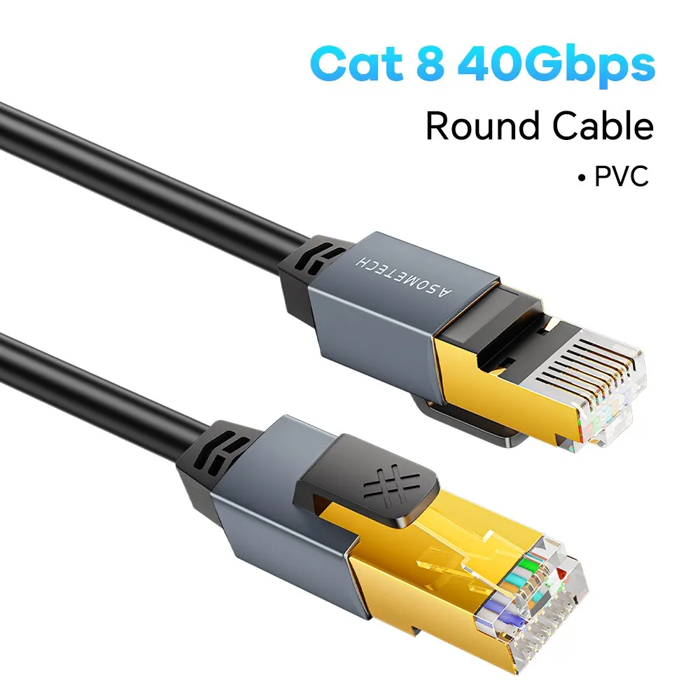 ASOMETECH High-Speed Cat 8 Ethernet Cable with Gold-Plated RJ45 Connector